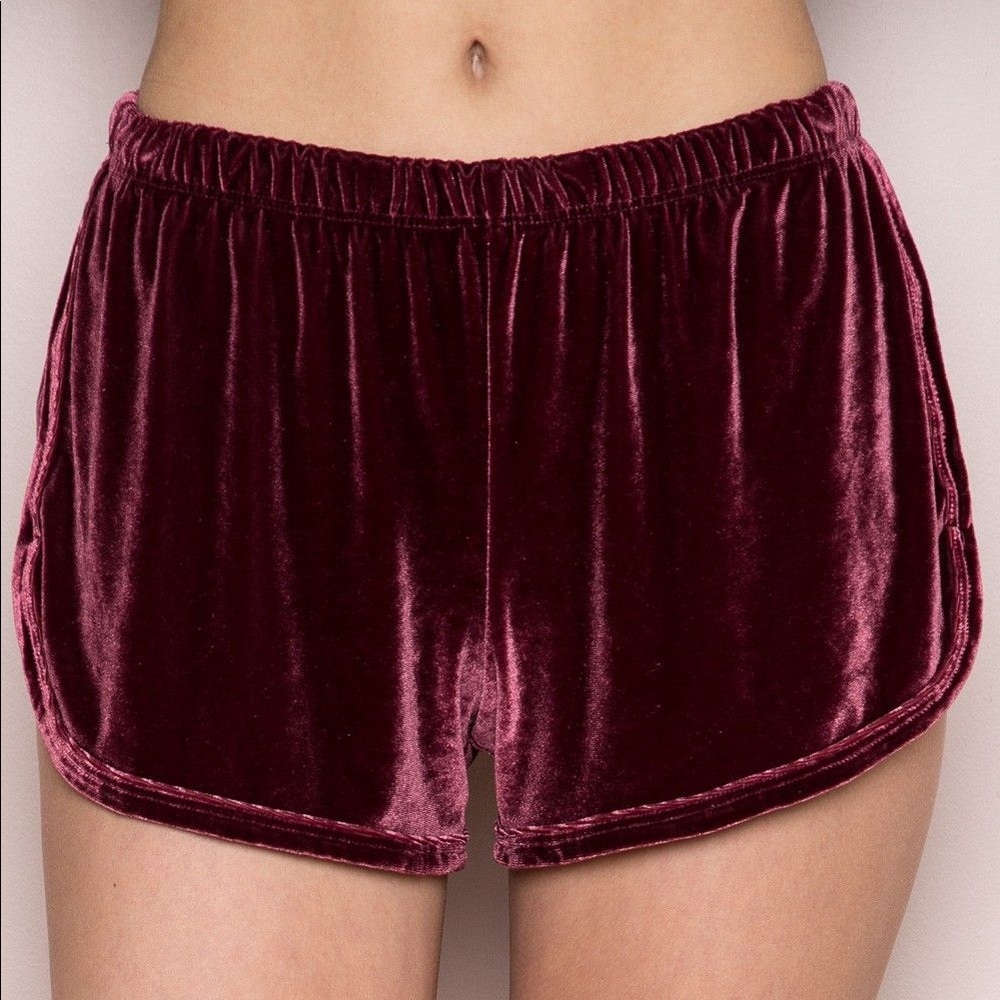 Wine Brandy Melville Velvet Shorts